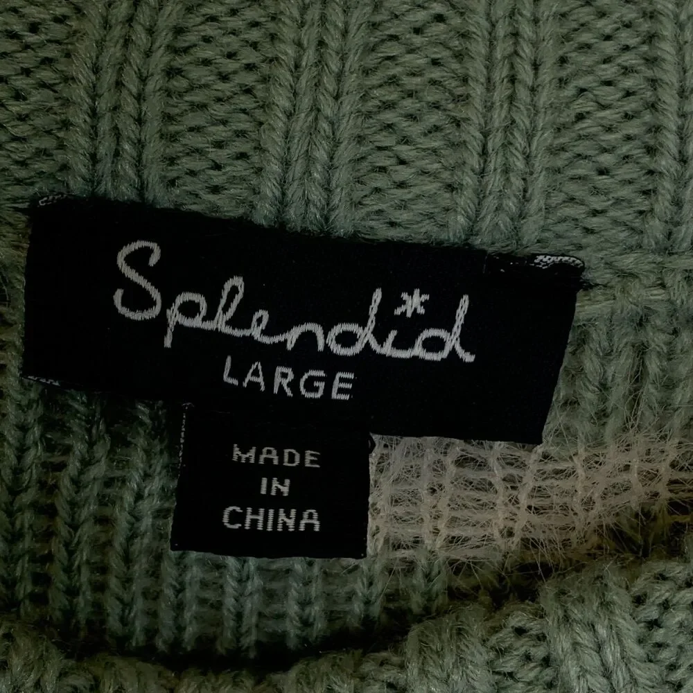 Womens Splendid Sage Leopard Crew Neck Sweater‎ Soft Relaxed Size Large